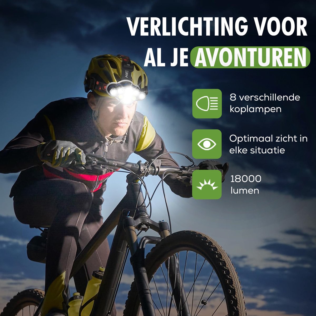 Travelhawk oplaadbare LED hoofdlamp - 18000 lumen