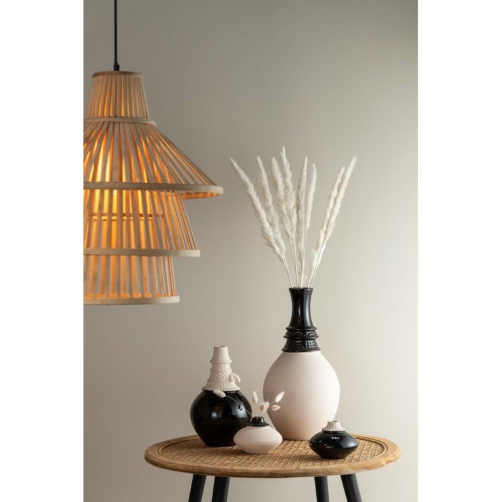 Vase avec col en céramique noir et beige 16x16x26cm