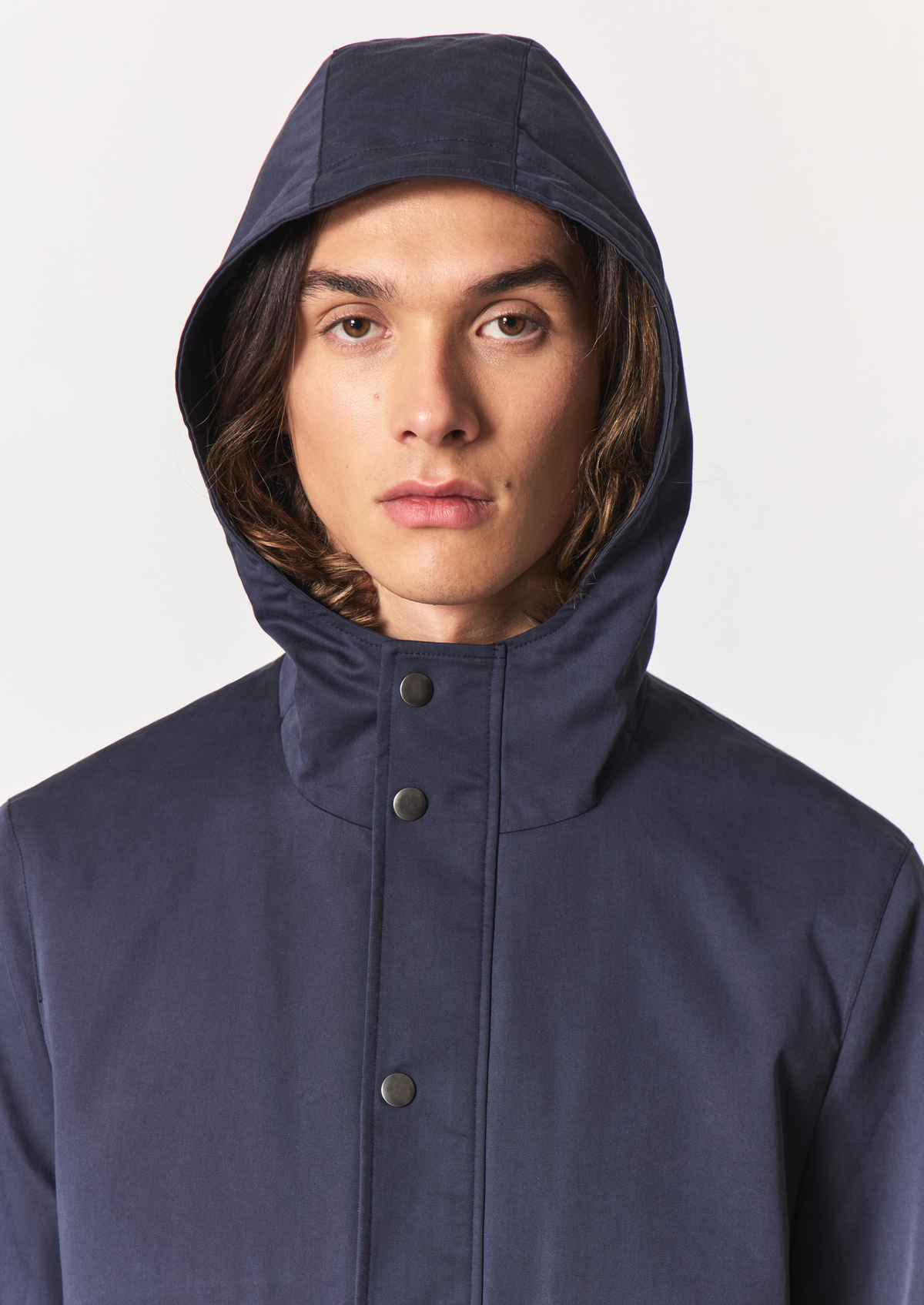 Parka légère unie bleu indigo à capuche
