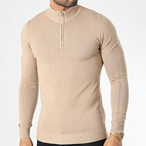 Pull Col Zippé ZW026 Camel Clair