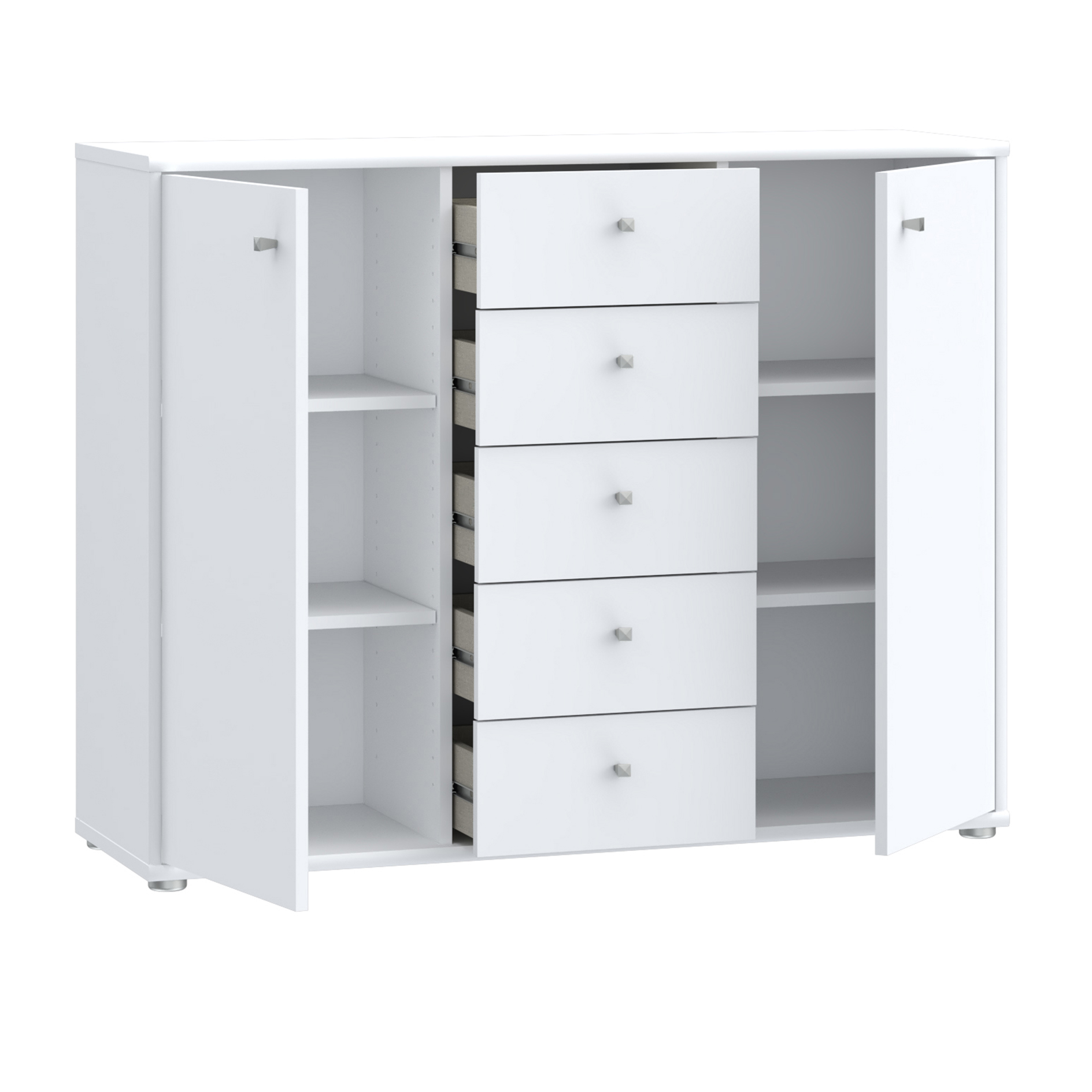 Kommode - weiß - 5 Schubkästen - 109x86 cm