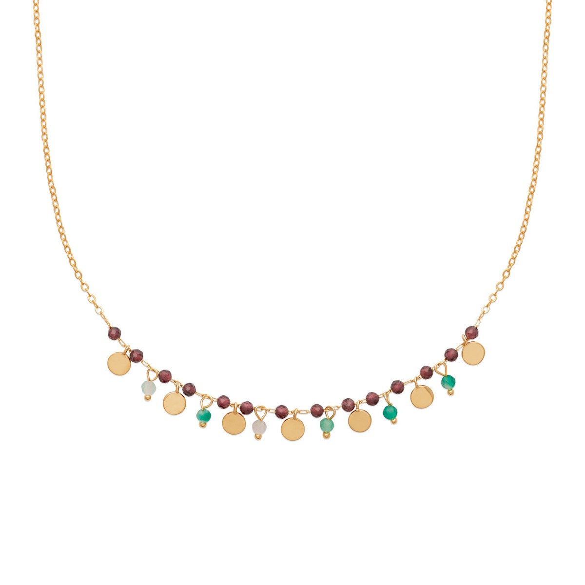 Collier Brillaxis plaqué or pampilles multicolores