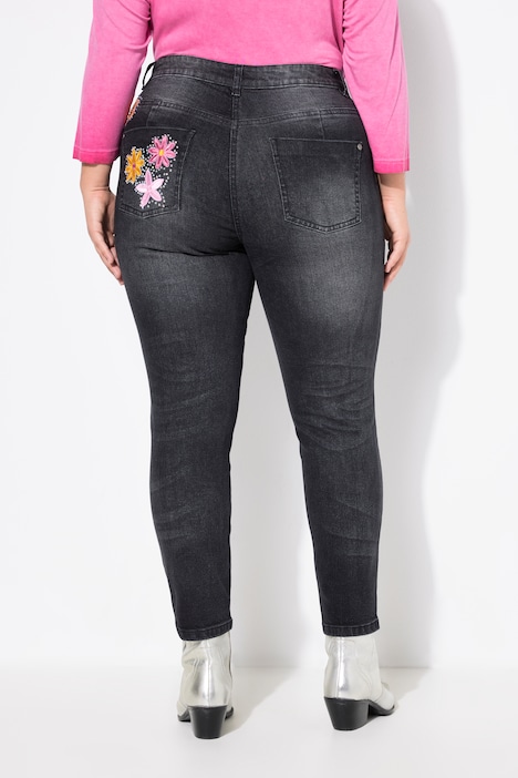 7/8-Slimjeans, schmale Passform, 5-Pocket, Patches