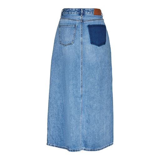 Vero Moda Hart Slit Nederdel, Medium Blue Denim, XL