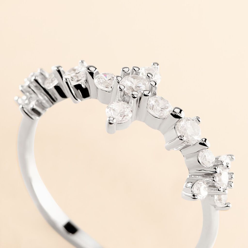 Bague Midnight Flower Argent Blanc Oxyde De Zirconium