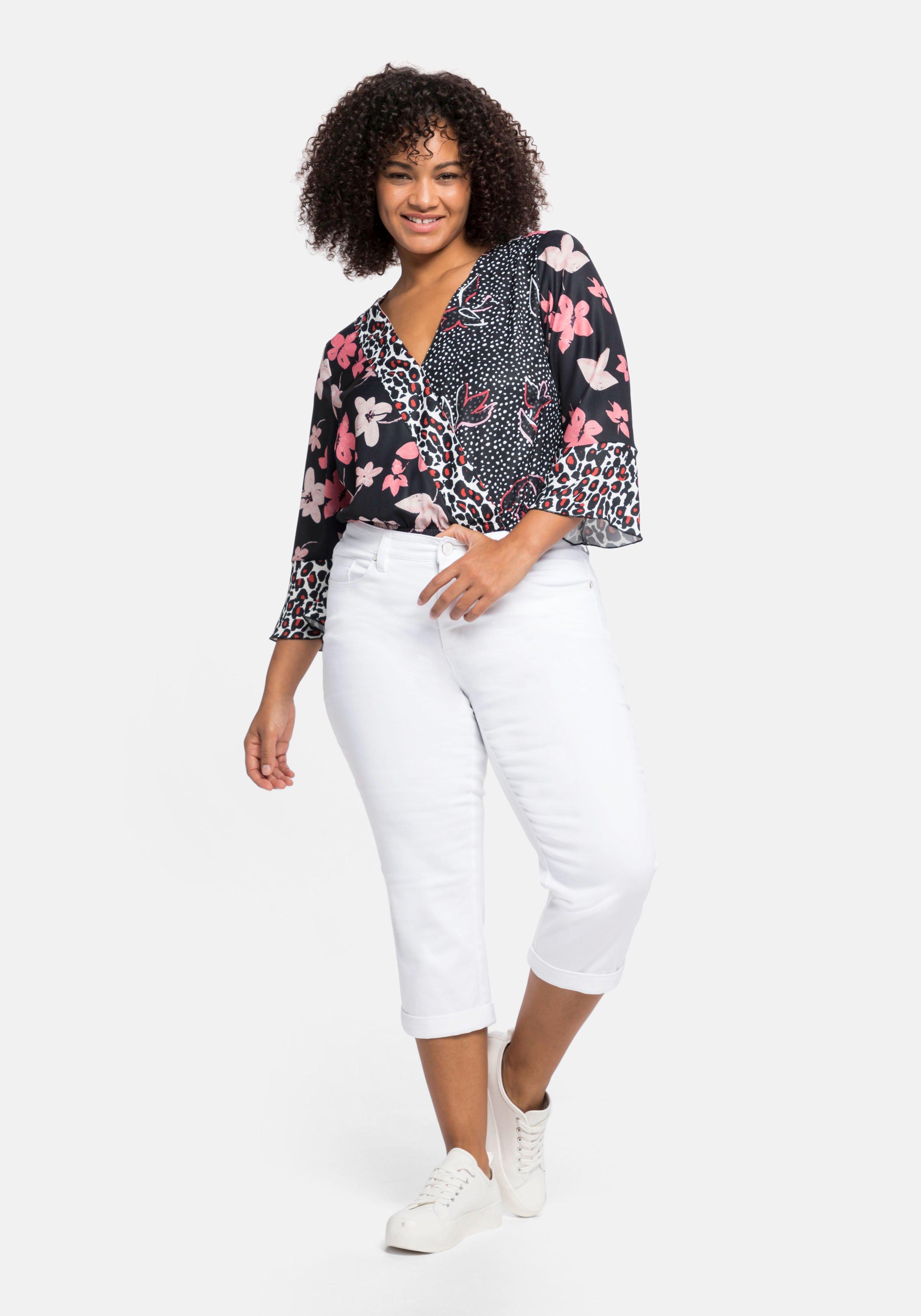 Twill-Caprihose mit fixiertem Umschlag am Bein