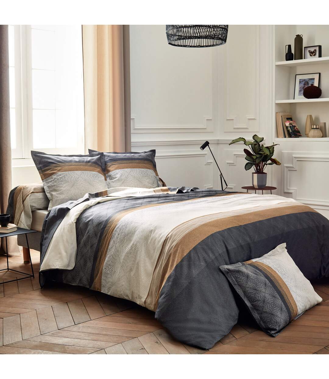 Housse de couette 240x220 cm satin de coton TIAGO noir