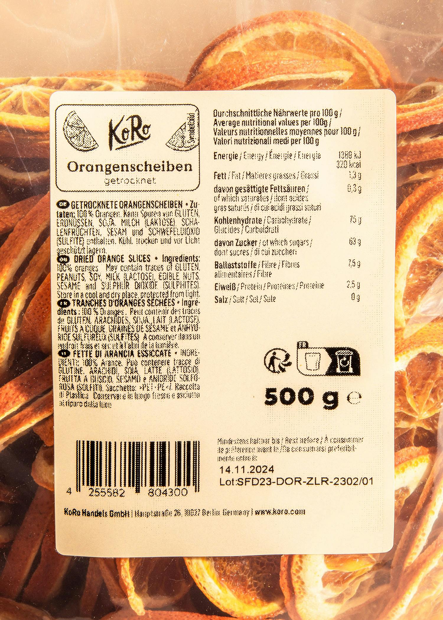 Getrocknete Orangenscheiben 500 g