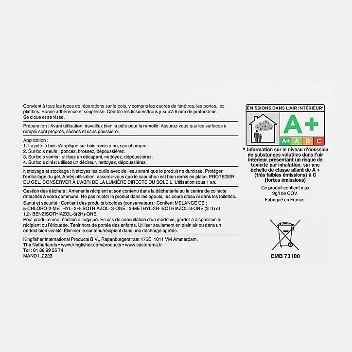 Pâte à bois intérieur Volden chêne clair 500g