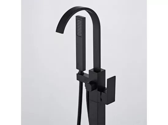 Robinet de baignoire ilot sur Pied salle de bain douche verticale sans Douchette Noir