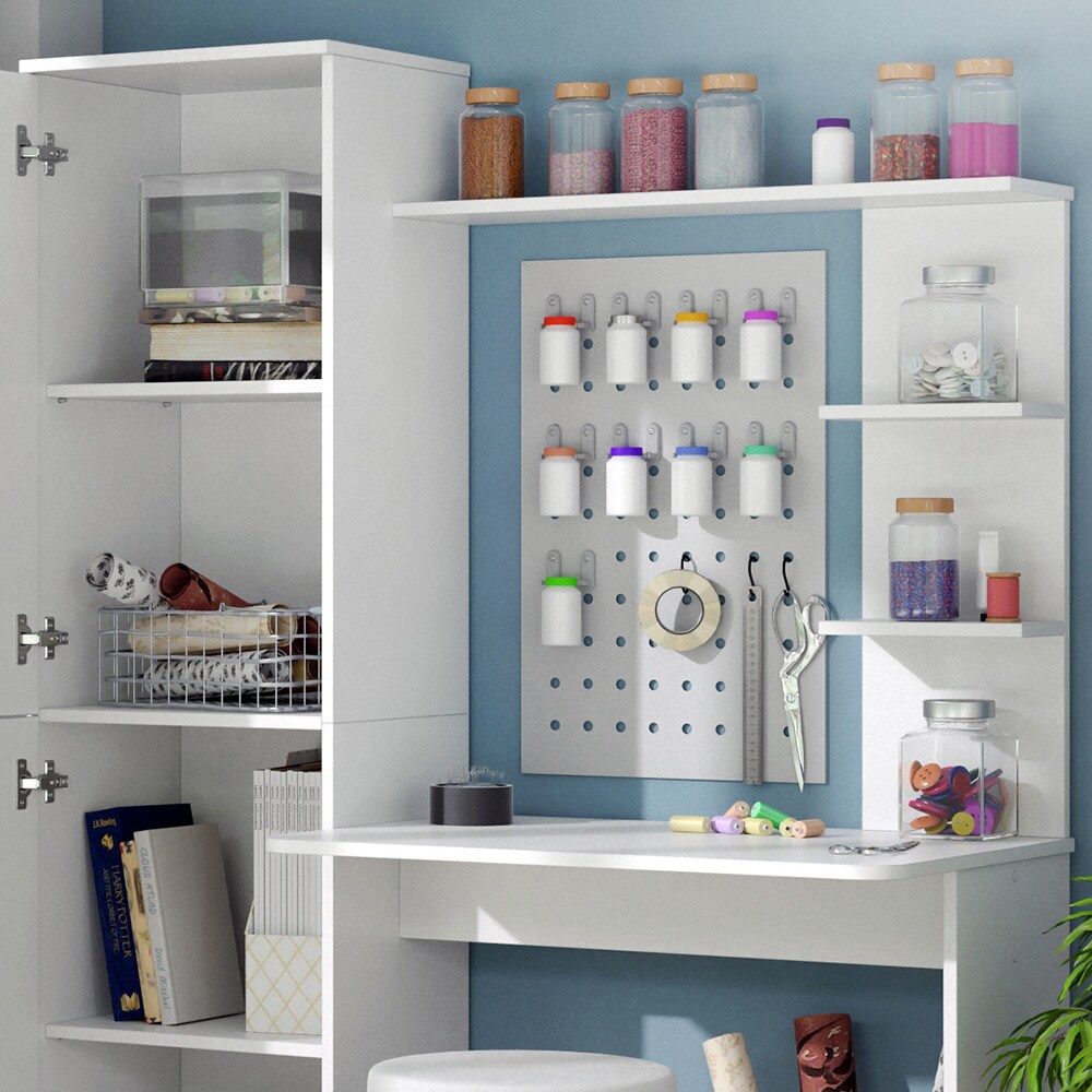 Vicco Arbeitstisch Schreibtisch Schminktisch Tessa weiß Basteltisch mit Schrank