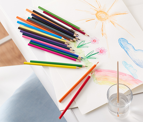 24 Aquarell-Buntstifte in der Dose, inkl. Pinsel