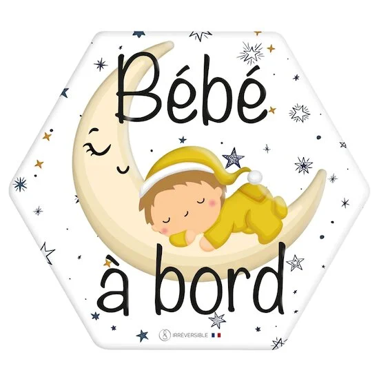 Autocollant bébé à bord   Clair de lune        de               Irréversible
