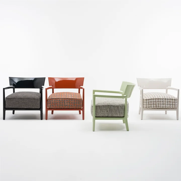 Kartell - Cara Sessel, Gestell elfenbein / Bezug beige