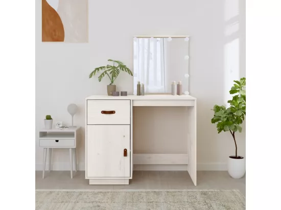Coiffeuse avec LED Blanc 95x50x133,5 cm Bois de pin massif