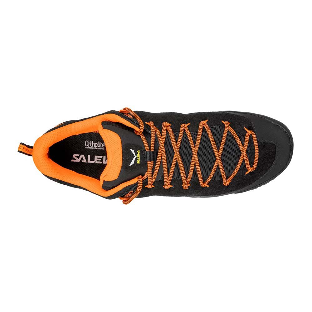 Salewa MS WILDFIRE LEATHER - Chaussures approche Homme black/fluo orange