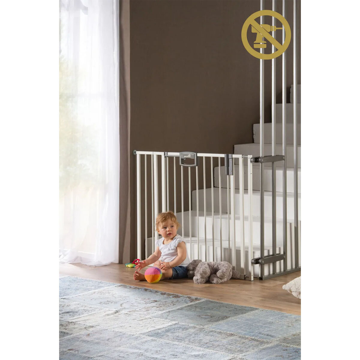 Geuther Baby Products GmbH Geuther by reer Türschutzgitter 4793 Easylock Plus 84,5 - 92,5 cm Metall Weiß