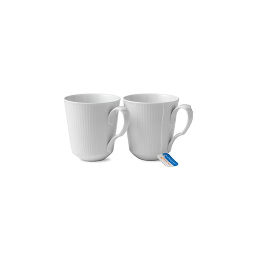 Royal Copenhagen Hvid Riflet 2-pak Krus, 37 cl