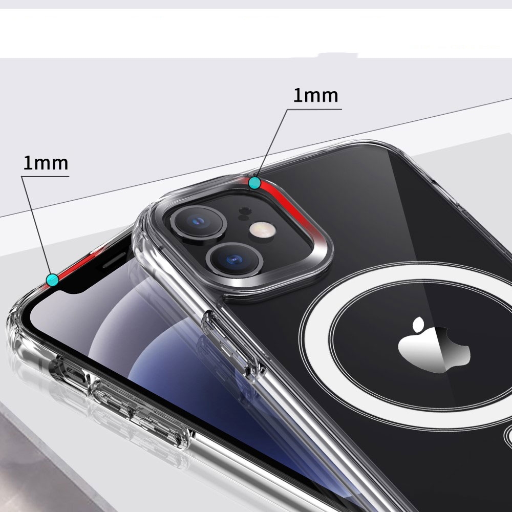 iPhone 12 / iPhone 12 Pro MagSafe Hybrid Hülle TPU Bumper Acryl Rückseite Air Cushion Fallschutz - Transparent