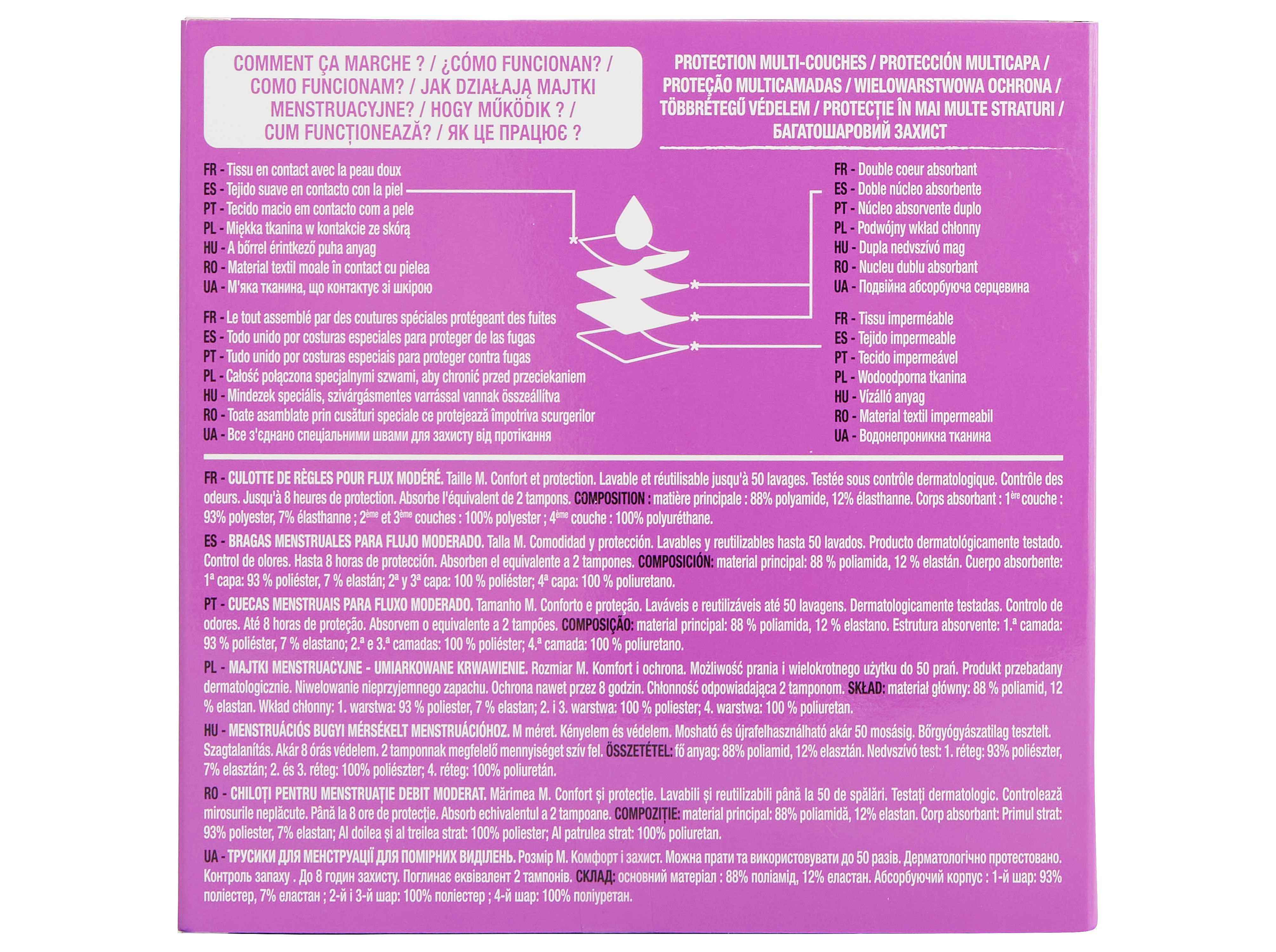 CUECAS MENSTRUAIS AUCHAN PRETO FLUXO MODERADO M 3UN