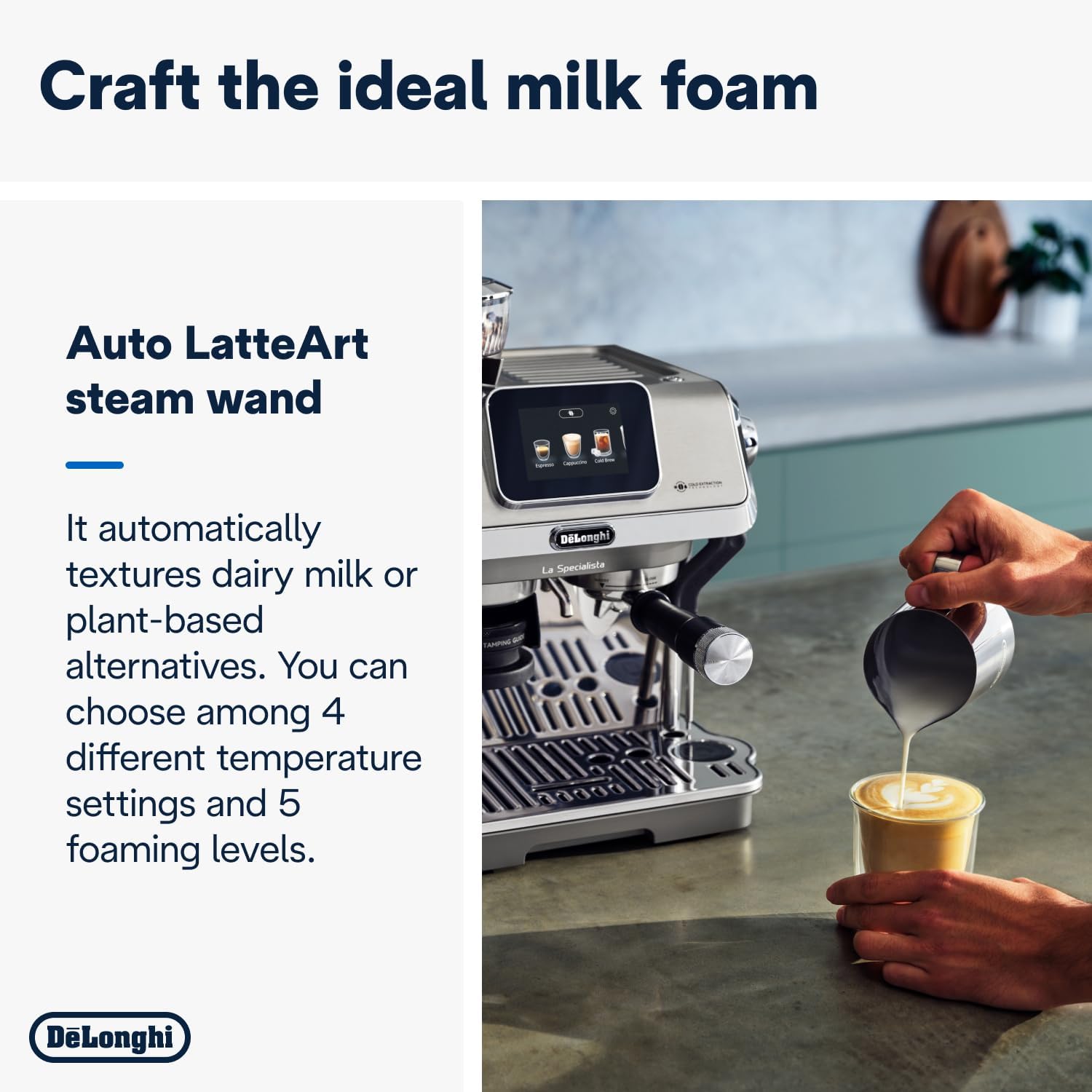 De'Longhi La Specialista Arte EC9155.MB, Machine Expresso Manuelle, Moulin intégré avec 8 finesses de mouture, Contrôle Actif de la Température, Buse vapeur MyLatte Art, Métal/Noir [Classe énergétique A+]