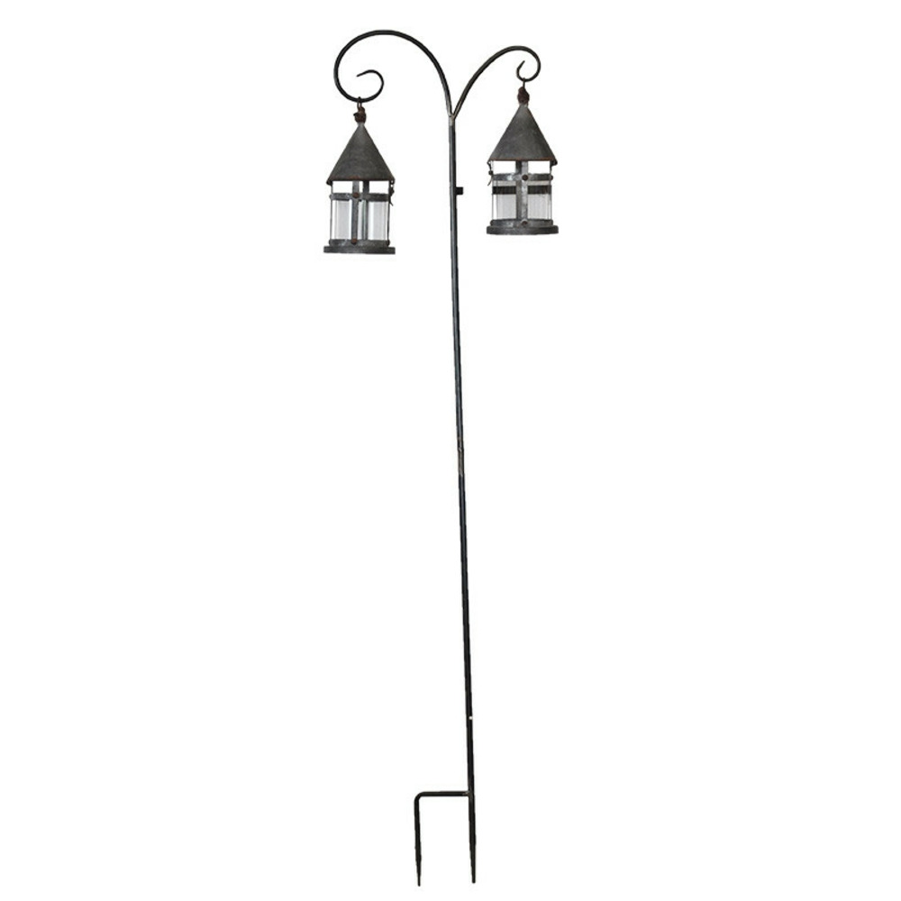 Tuteur double lanterne à planter jardin fer 30x11x125cm