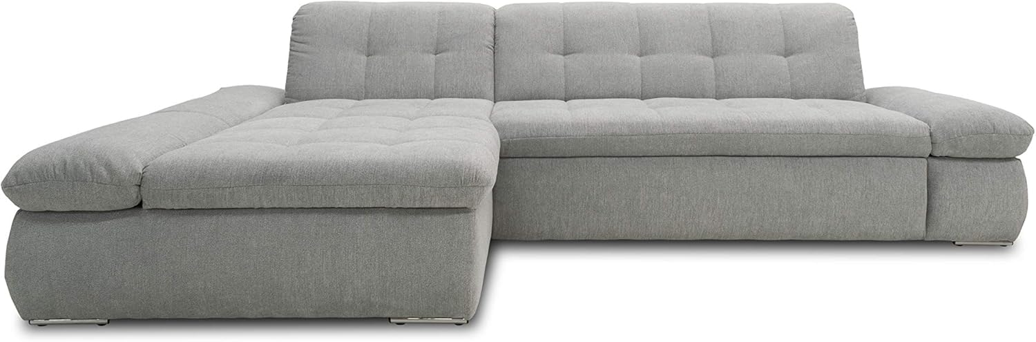 DOMO. collection Ecksofa Moric, Sofa mit Schlaffunktion & Armlehnfunktion in L-Form Couch, Eckcouch mit Bett-Funktion, Schlafsofa 300 x 172 x 80 cm (BxTxH), hellgrau