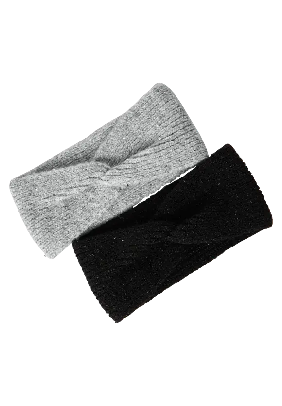Stirnband mit Glitzerfäden  - mineral grey melange