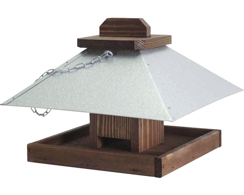 Siena Garden Oslo vogelvoederhuisje, 29 x 29 x 22 cm, gegalvaniseerd stalen dak, metaal, bruin