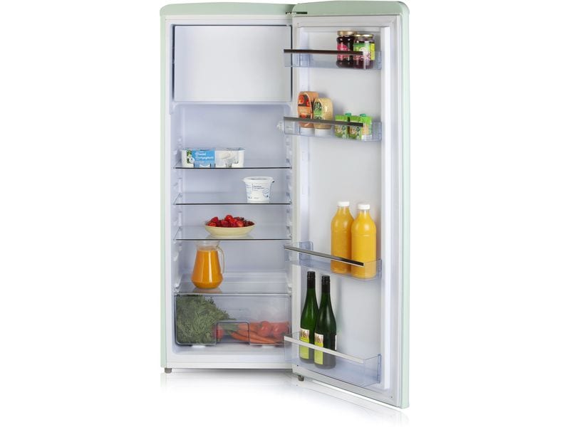 Domo Kühlschrank DO91701R Hellgrün, Rechts Freistehender Kühlschrank im Retro-Design