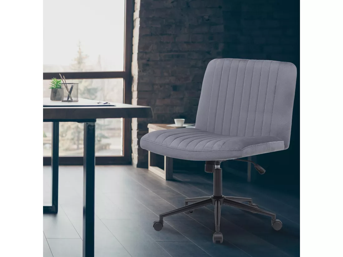 Chaise de bureau - Velours - Gris foncé - Kingman