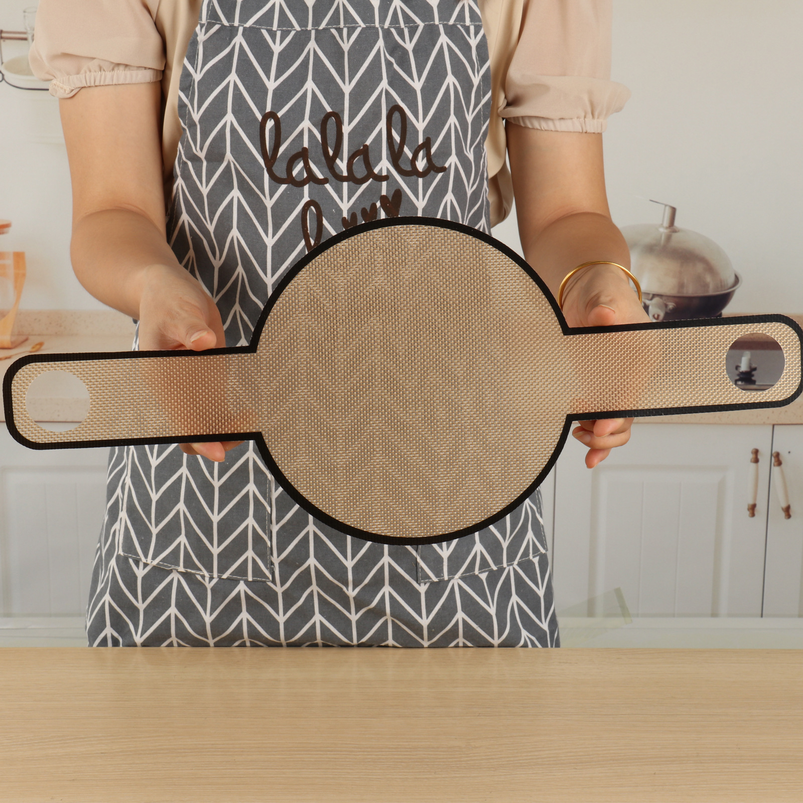Silikon Anti-Haft Backpapier Brotschlinge Wiederverwendbare Brot Back Matte für Gusseisen Pfanne / Dutch Oven - Braun