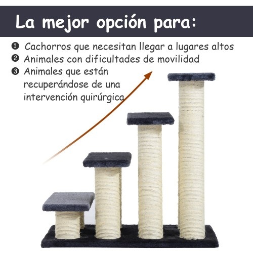 Escada para animais de estimação PawHut com postes de sisal, cinza