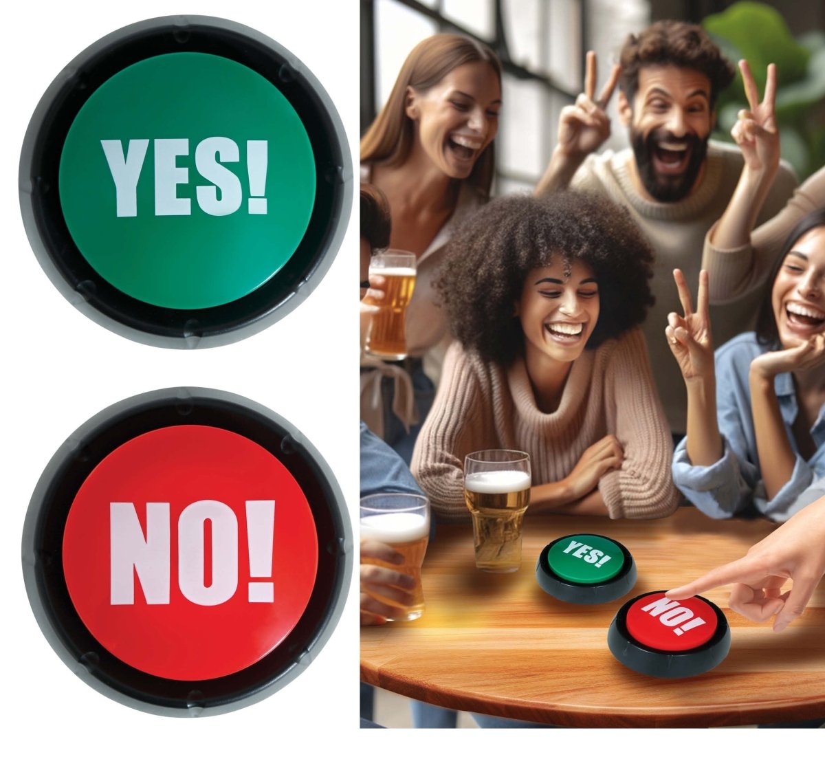 Rood Groene Button Yes! No! 9cm 2st