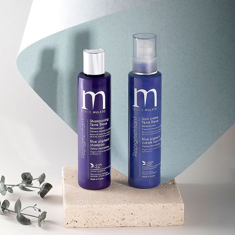 Shampooing repigmentant cheveux naturels ou colorés terre bleue