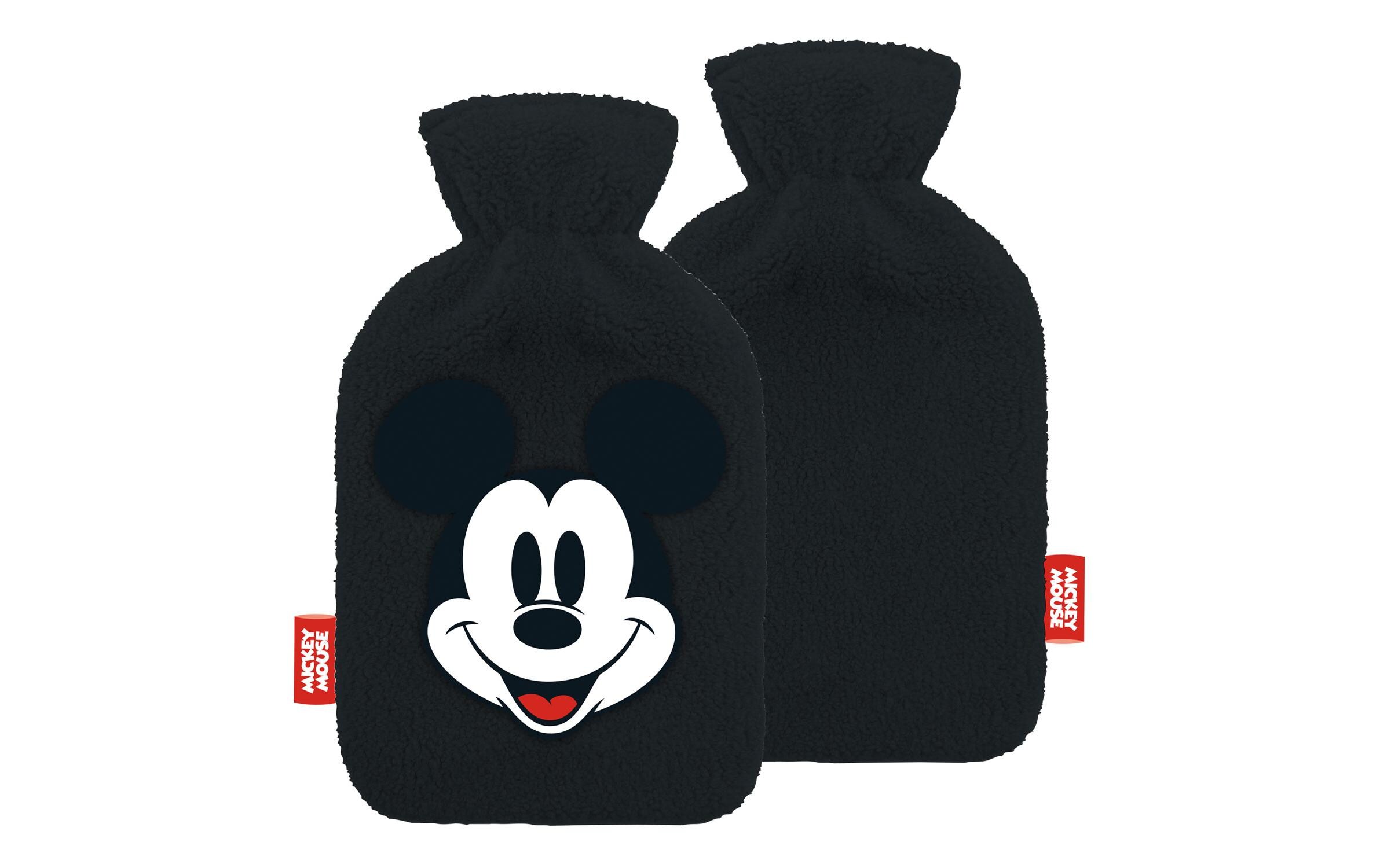 Bettflasche Disney: Mickey gestickt Schwarz/WeissWärmflasche mit besticktem Plüschbezug