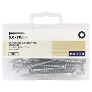 GAMMA schroef universeel platkop verzinkt 5.0x70 mm 20 stuks