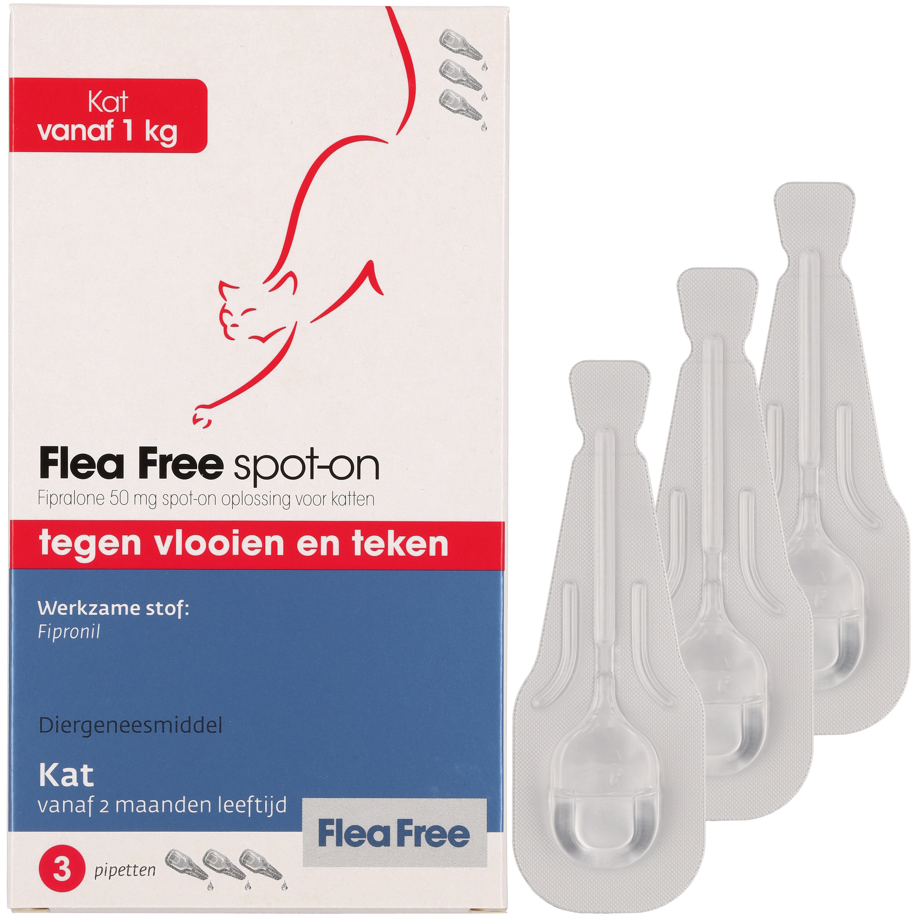 Flea Free Spot-on Kat - Vlooien- en tekenmiddel - 3 Stuks
