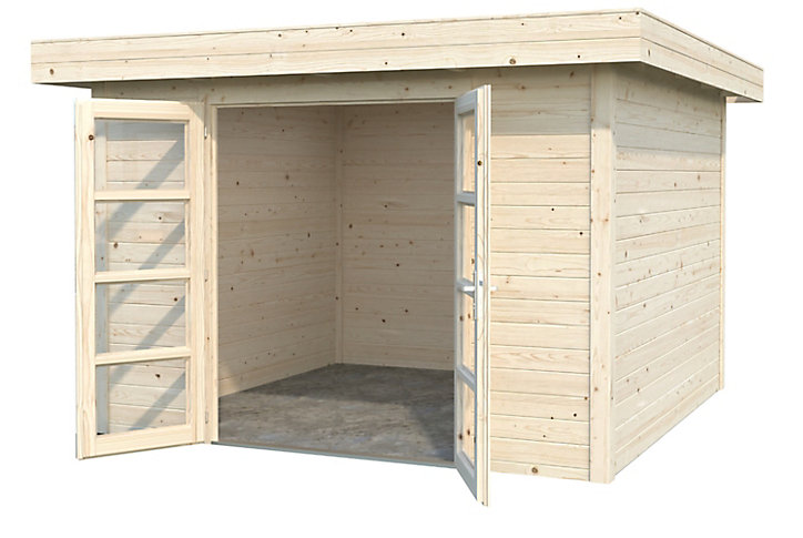 Abri de jardin Volga en bois coloris naturel ép.28 mm surface extérieure 12,21 m²
