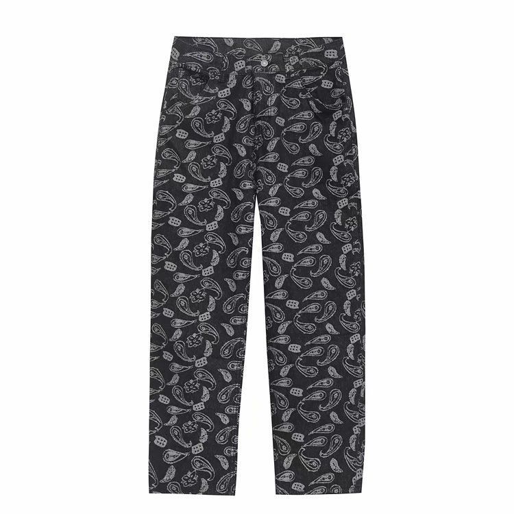 Urtishia - High-waist bedrukte wijde jeans