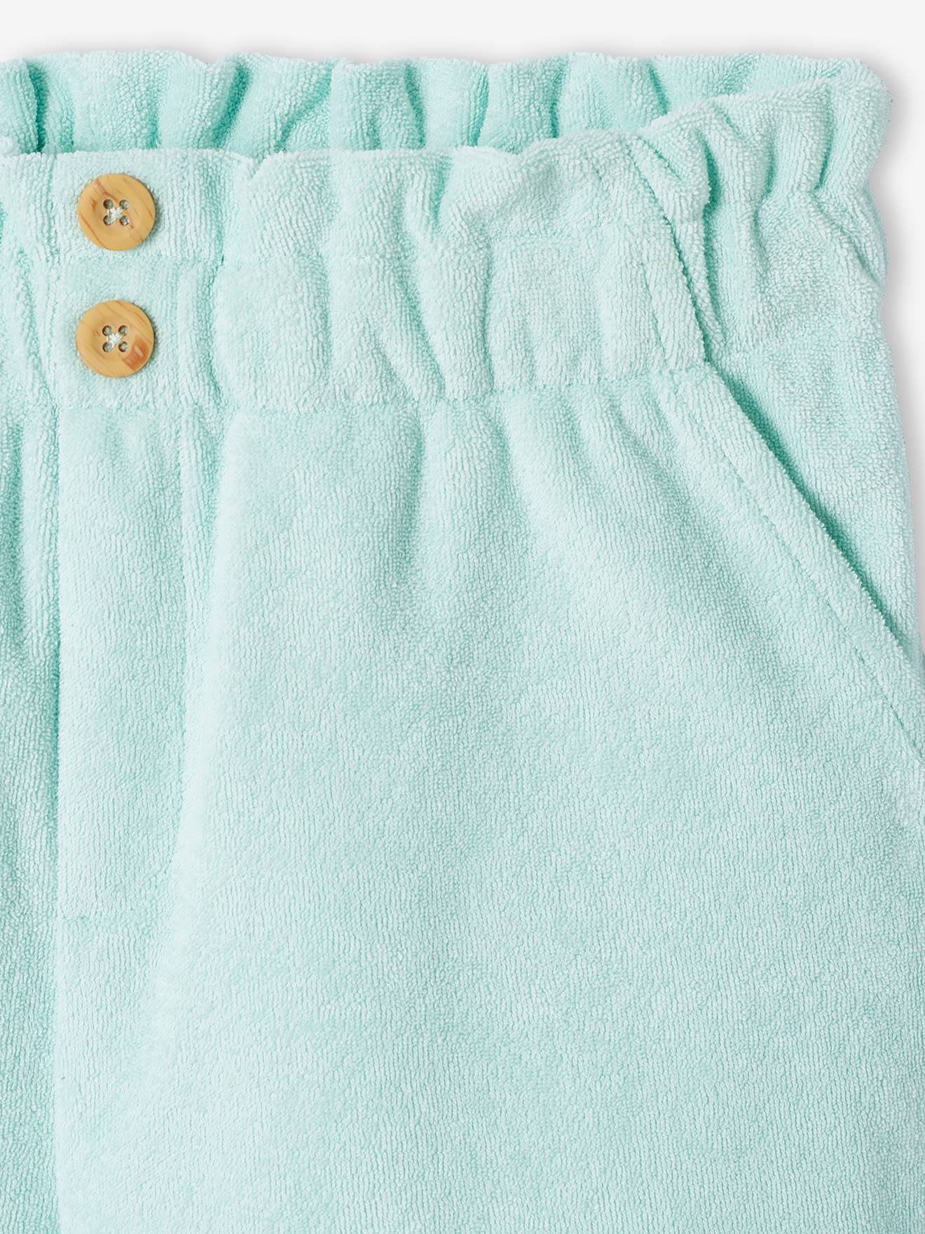 Shorts de lã encaracolada azul claro para meninas