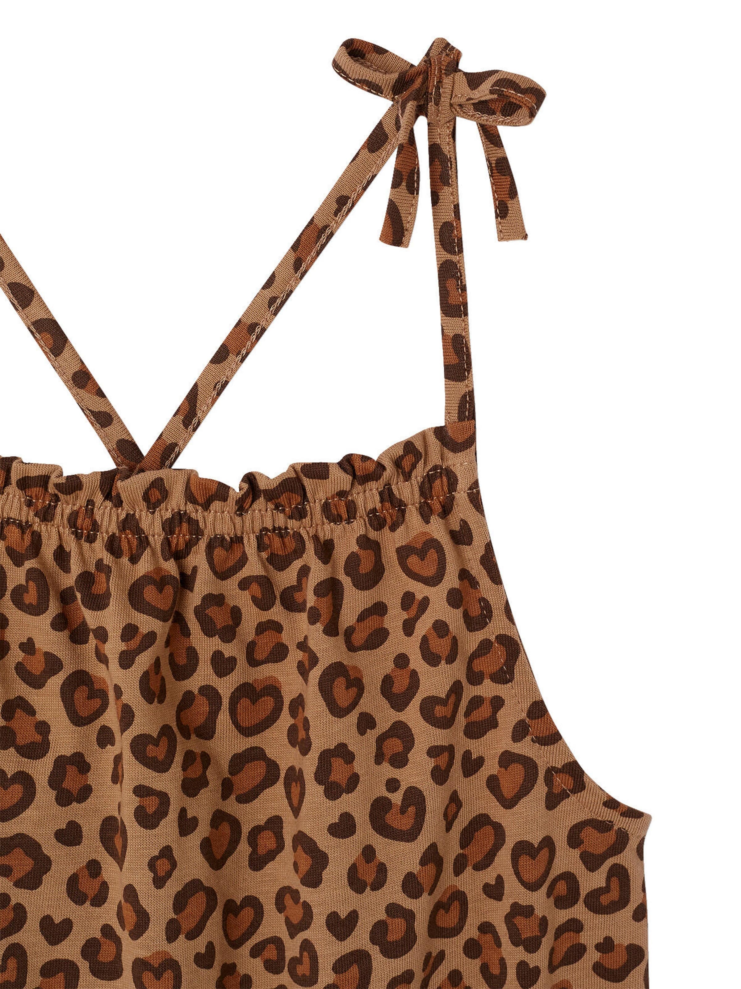 Vertbaudet Schulterfreier Mädchen Jumpsuit mit Alloverprint beige