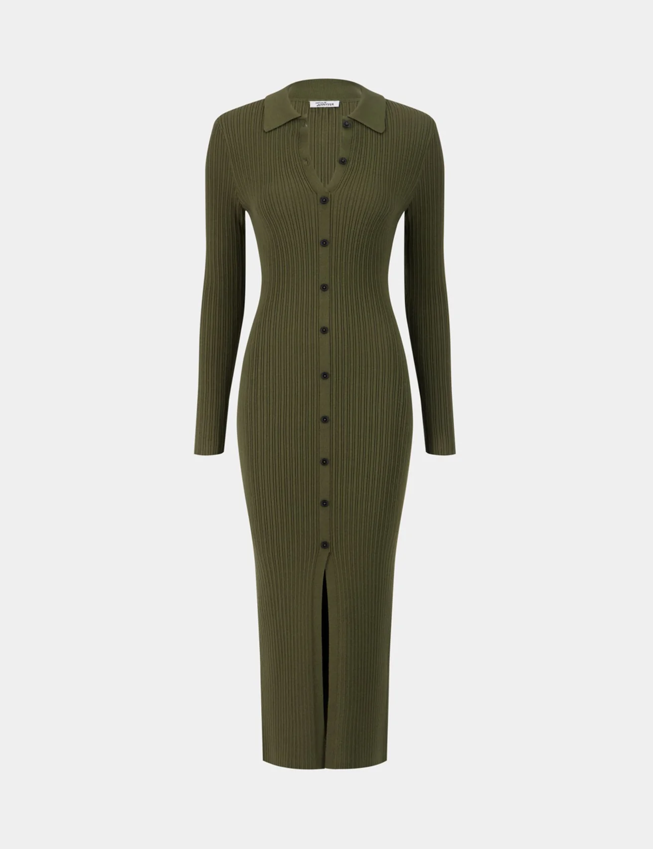 Robe longue boutonnée verte olive