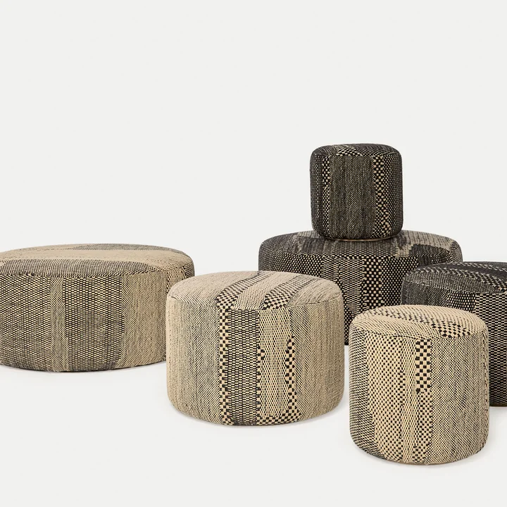 nanimarquina - Wabisabi Pouf, Ø 40 x H 43 cm, small, knochenweiss