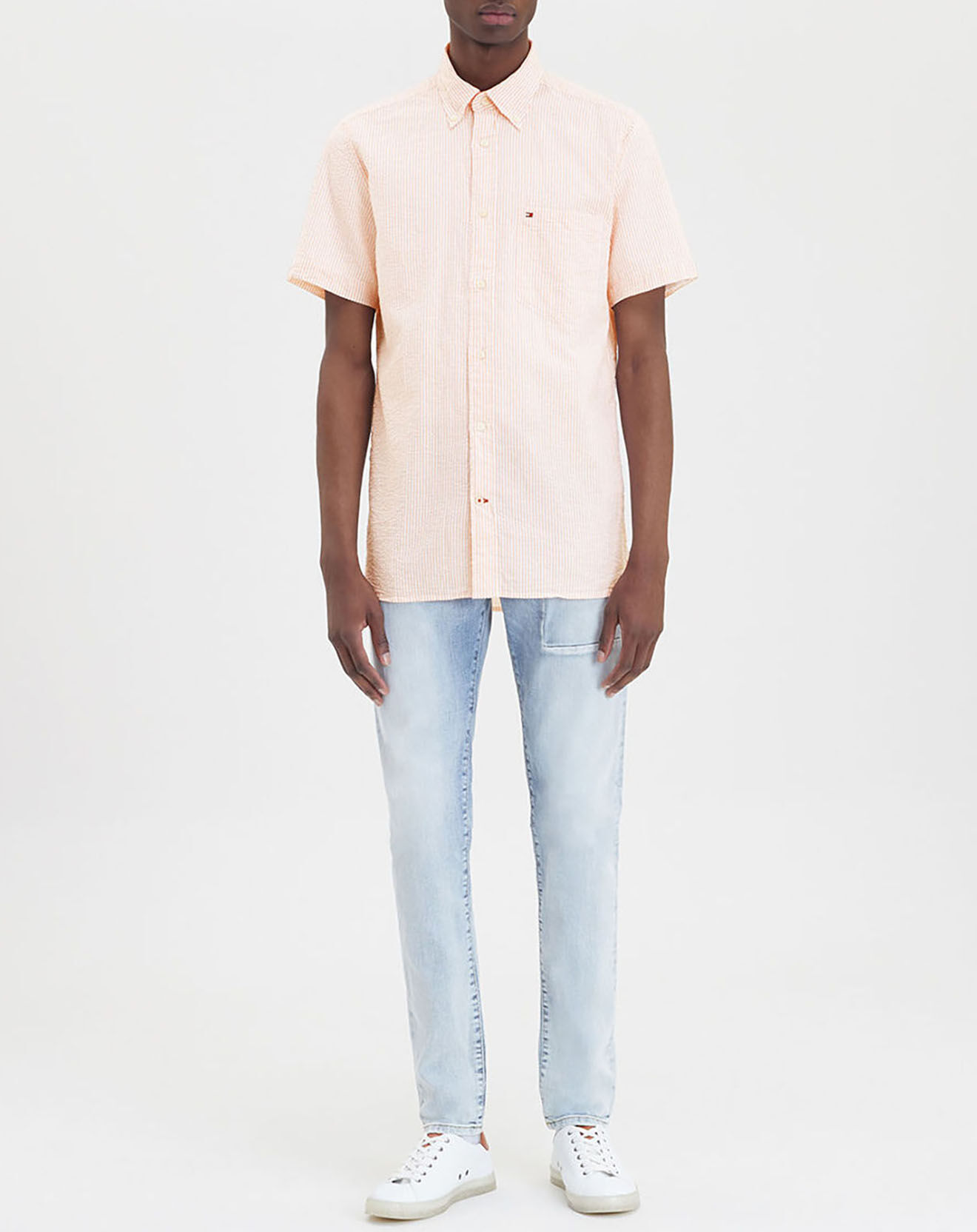 Tommy Hilfiger Chemise regular fit seersucker orange clair