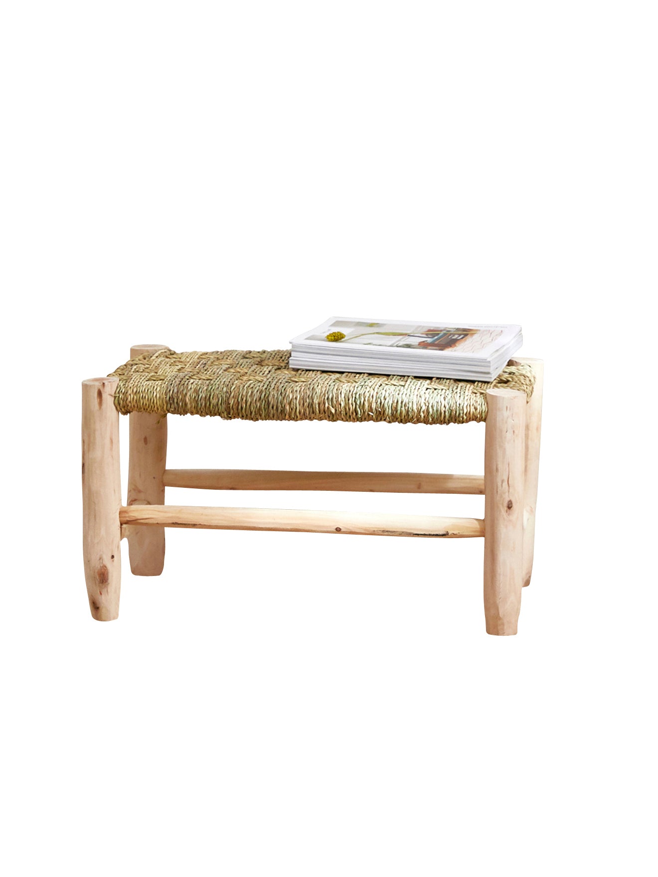 Petit banc en paille tressée