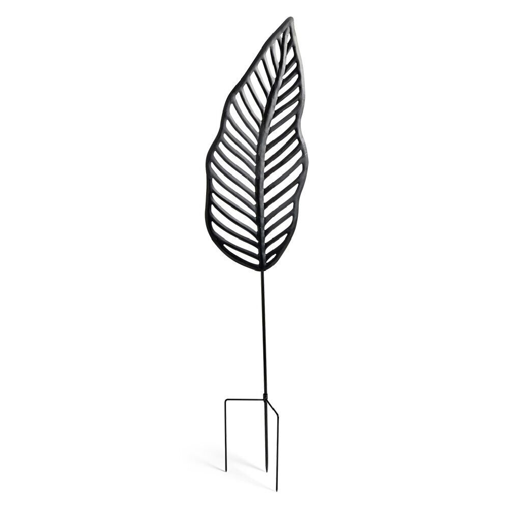 Décoration à planter feuille métal noir H110cm