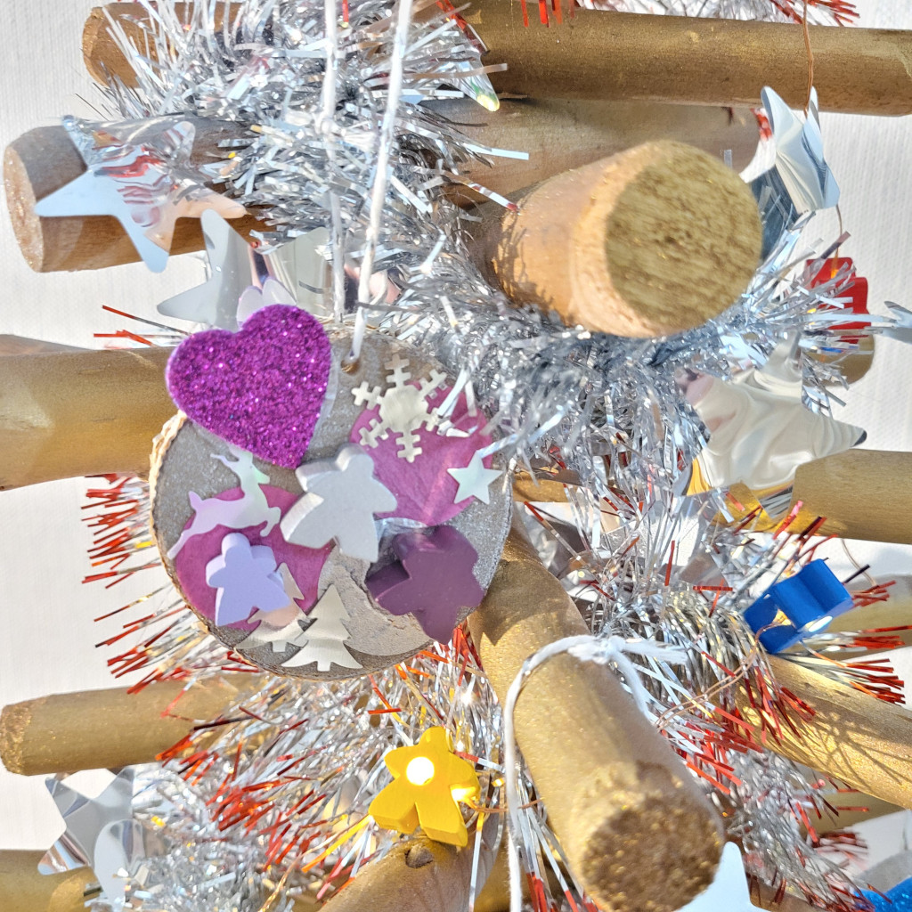 Boules de Noël rondin de bois - Rose