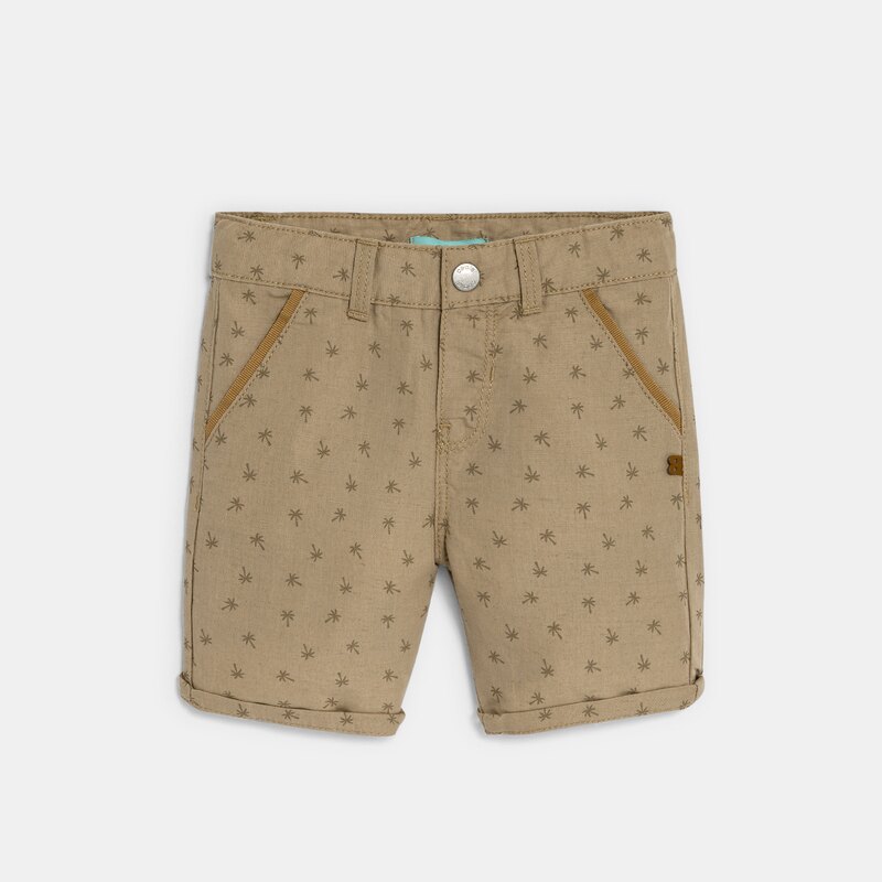 Bermuda effet lin palmiers beige bébé garçon Blanc