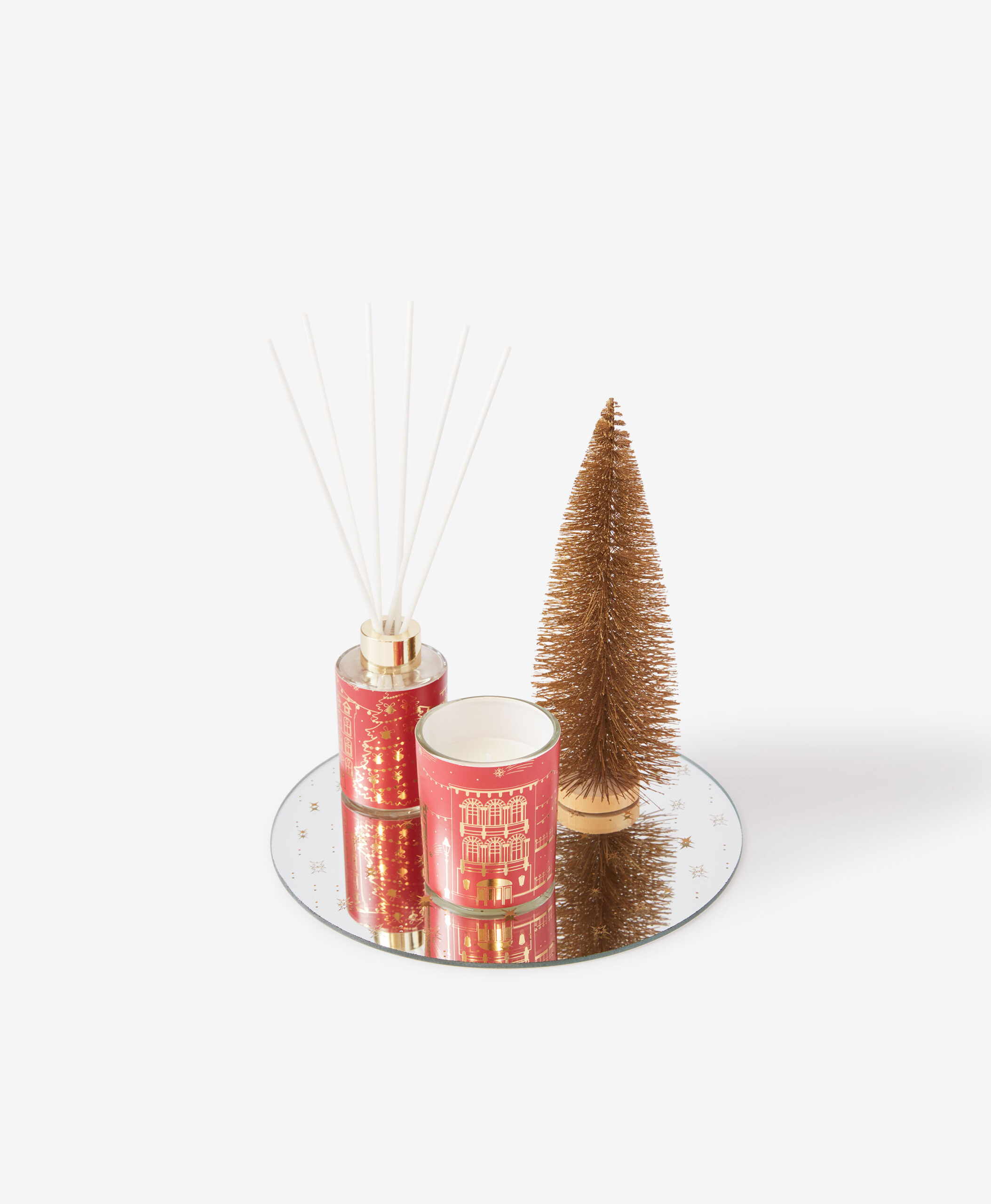 Geschenk-Set: Weihnachtsbaum, Kerze, Duftsäbchen & Tablett